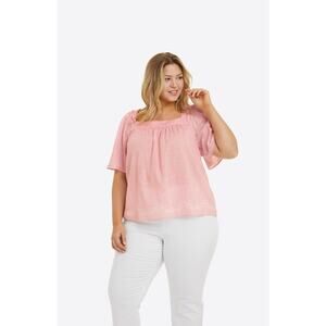 Draper James Maren Top in Embroidered Floral Size 3X 3XL $95 100% Cotton Pink